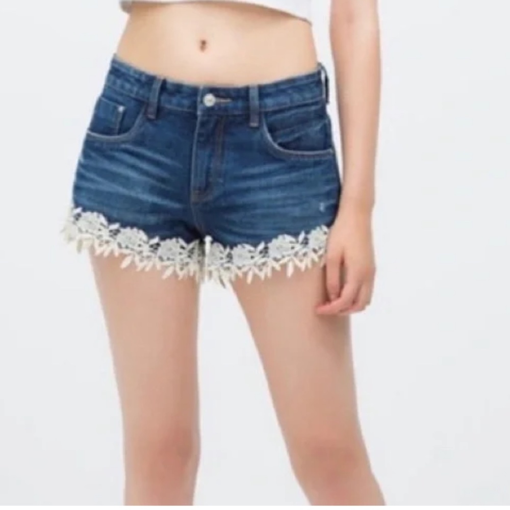 Zara TRF Denim Trim Lace Short